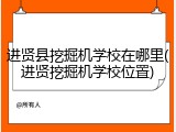 进贤县挖掘机学校在哪里(进贤挖掘机学校位置)