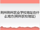 荆州荆州农业学校地址在什么地方(荆州农校地址)