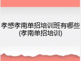 孝感孝南单招培训班有哪些(孝南单招培训)