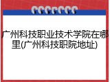 广州科技职业技术学院在哪里(广州科技职院地址)
