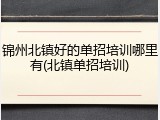 锦州北镇好的单招培训哪里有(北镇单招培训)