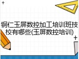 铜仁玉屏数控加工培训班技校有哪些(玉屏数控培训)