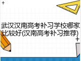 武汉汉南高考补习学校哪家比较好(汉南高考补习推荐)