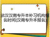 武汉汉南专升本补习机构报名时间(汉南专升本报名)