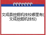 文成县挖掘机技校哪里有(文成挖掘机技校)