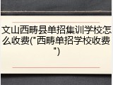 文山西畴县单招集训学校怎么收费("西畴单招学校收费")
