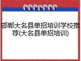 邯郸大名县单招培训学校推荐(大名县单招培训)
