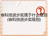 省科技进步奖属于什么级别(省科技进步奖级别)