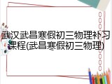 武汉武昌寒假初三物理补习课程(武昌寒假初三物理)