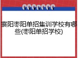 襄阳枣阳单招集训学校有哪些(枣阳单招学校)