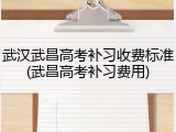 武汉武昌高考补习收费标准(武昌高考补习费用)