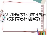 武汉汉阳高考补习推荐哪家(汉阳高考补习推荐)