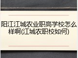 阳江江城农业职高学校怎么样啊(江城农职校如何)