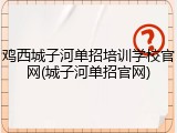 鸡西城子河单招培训学校官网(城子河单招官网)