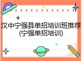汉中宁强县单招培训班推荐(宁强单招培训)