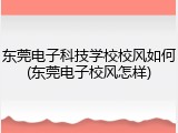 东莞电子科技学校校风如何(东莞电子校风怎样)