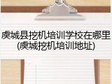 虞城县挖机培训学校在哪里(虞城挖机培训地址)