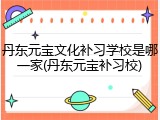 丹东元宝文化补习学校是哪一家(丹东元宝补习校)