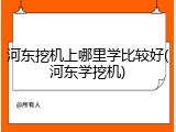 河东挖机上哪里学比较好(河东学挖机)