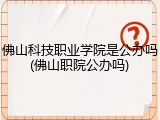 佛山科技职业学院是公办吗(佛山职院公办吗)