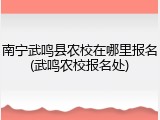 南宁武鸣县农校在哪里报名(武鸣农校报名处)