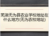 芜湖无为县农业学校地址在什么地方(无为农校地址)