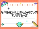 龙川县挖机上哪里学比较好(龙川学挖机)