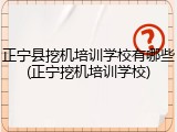 正宁县挖机培训学校有哪些(正宁挖机培训学校)