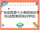 广安武胜县十大单招培训学校(武胜单招培训学校)