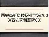 西安高新科技职业学院2003(西安高新职院03)