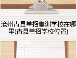 沧州青县单招集训学校在哪里(青县单招学校位置)