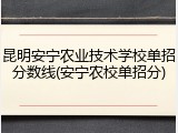 昆明安宁农业技术学校单招分数线(安宁农校单招分)