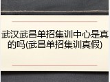 武汉武昌单招集训中心是真的吗(武昌单招集训真假)