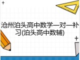 沧州泊头高中数学一对一补习(泊头高中数辅)