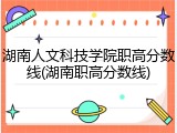 湖南人文科技学院职高分数线(湖南职高分数线)