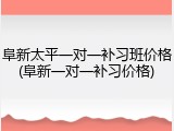阜新太平一对一补习班价格(阜新一对一补习价格)