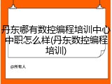 丹东哪有数控编程培训中心中职怎么样(丹东数控编程培训)