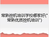 常熟挖机培训学校哪家好("常熟优质挖机培训")