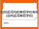 沧州运河内的单招学校有吗(沧州运河单招学校)