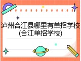 泸州合江县哪里有单招学校(合江单招学校)