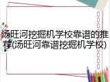 汤旺河挖掘机学校靠谱的推荐(汤旺河靠谱挖掘机学校)