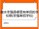 衡水枣强县哪里有单招的学校啊(枣强单招学校)