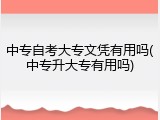 中专自考大专文凭有用吗(中专升大专有用吗)