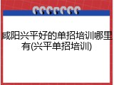 咸阳兴平好的单招培训哪里有(兴平单招培训)