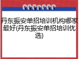 丹东振安单招培训机构哪家最好(丹东振安单招培训优选)