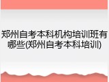 郑州自考本科机构培训班有哪些(郑州自考本科培训)