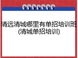 清远清城哪里有单招培训班(清城单招培训)