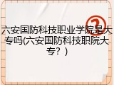 六安国防科技职业学院是大专吗(六安国防科技职院大专？)