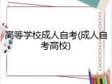 高等学校成人自考(成人自考高校)
