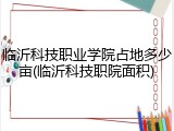 临沂科技职业学院占地多少亩(临沂科技职院面积)